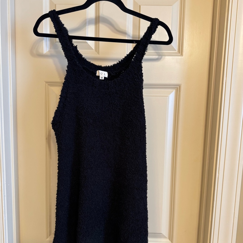 POL Textured Black Sleeveless Mini Dress
